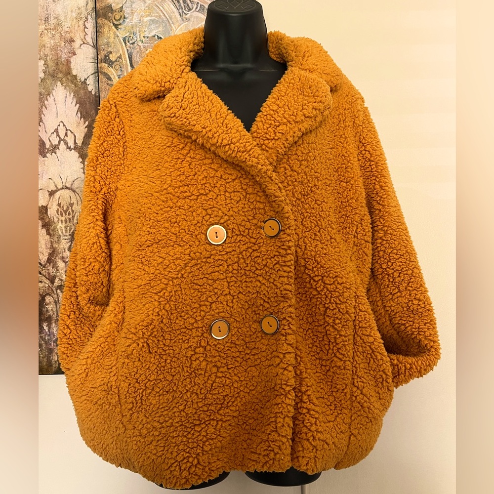 Mustard Faux Sherpa Jacket size Large